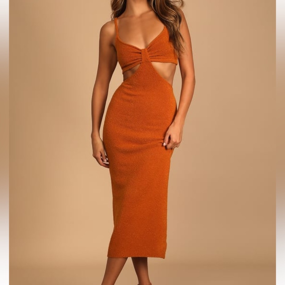 Lulus The Way I Feel Rust Orange
Cutout Midi Sweater Dress